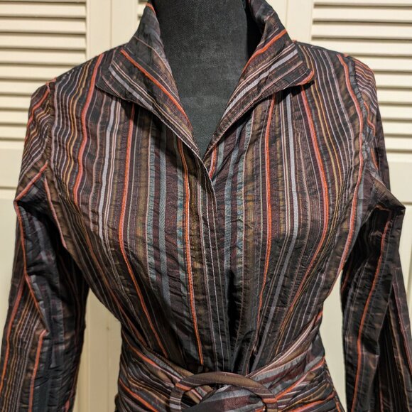 Debbie Shuchat Women's Autumn Toned Striped Blouse in Size 6 - Picture 4 of 7